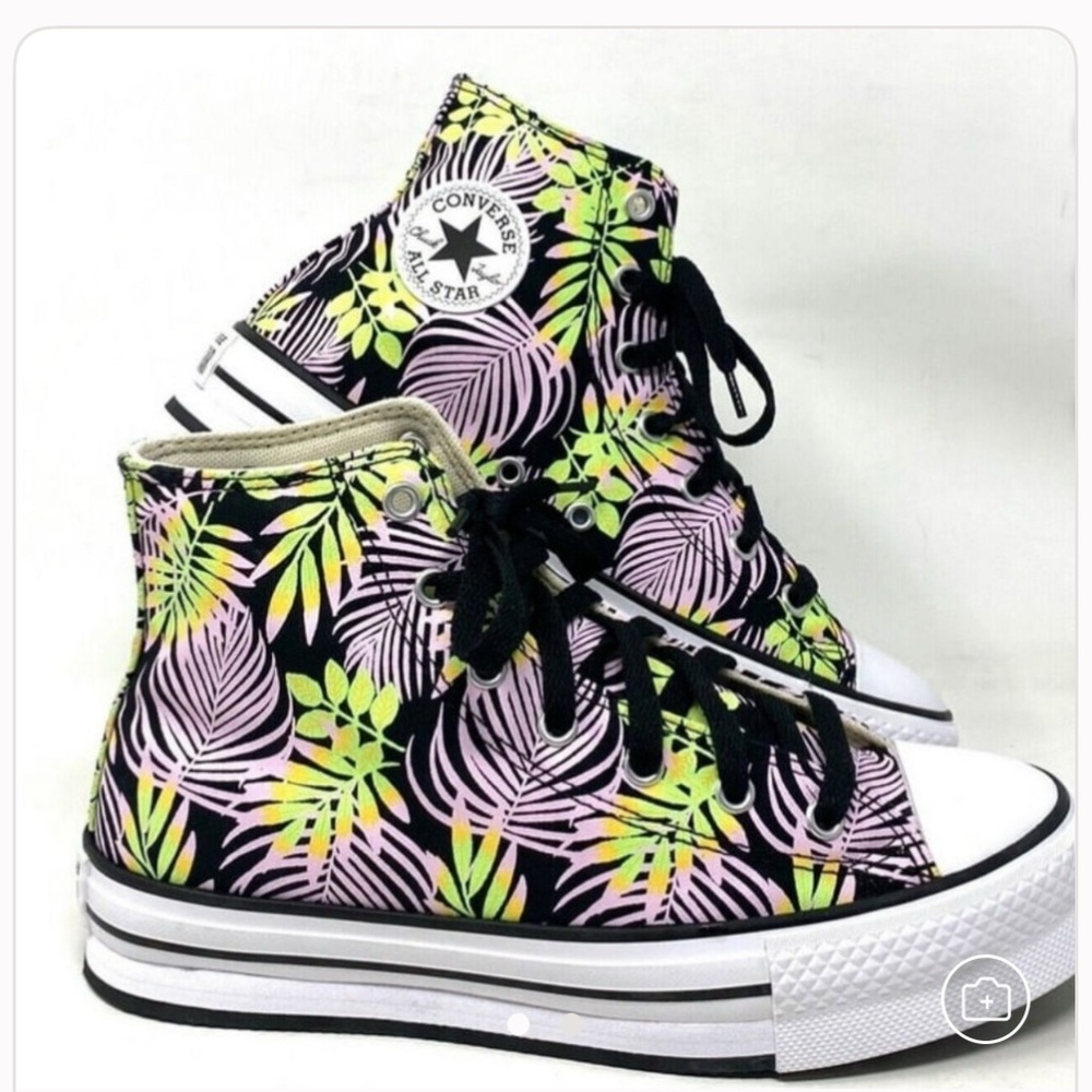 Converse CTAS Platform High Top Tropical Print Sneakers Youth Size 1
